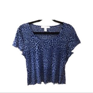 Josephine Chaus Sport Blue Leopard Blouse